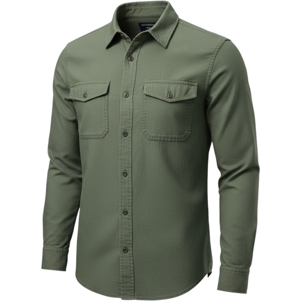 Dockers Mens Utility Button Down Shirt Olive Green Long Sleeve A31680001 Medium